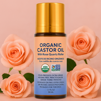 Organic Golden Castor Oil With Roze Quartz Roll-On