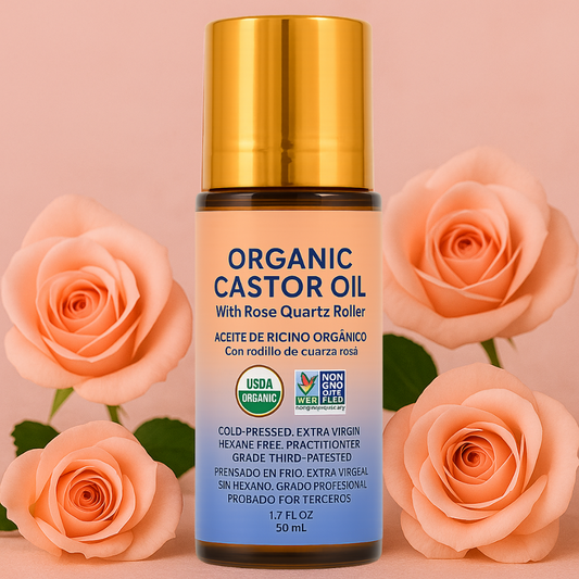 Organic Golden Castor Oil With Roze Quartz Roll-On